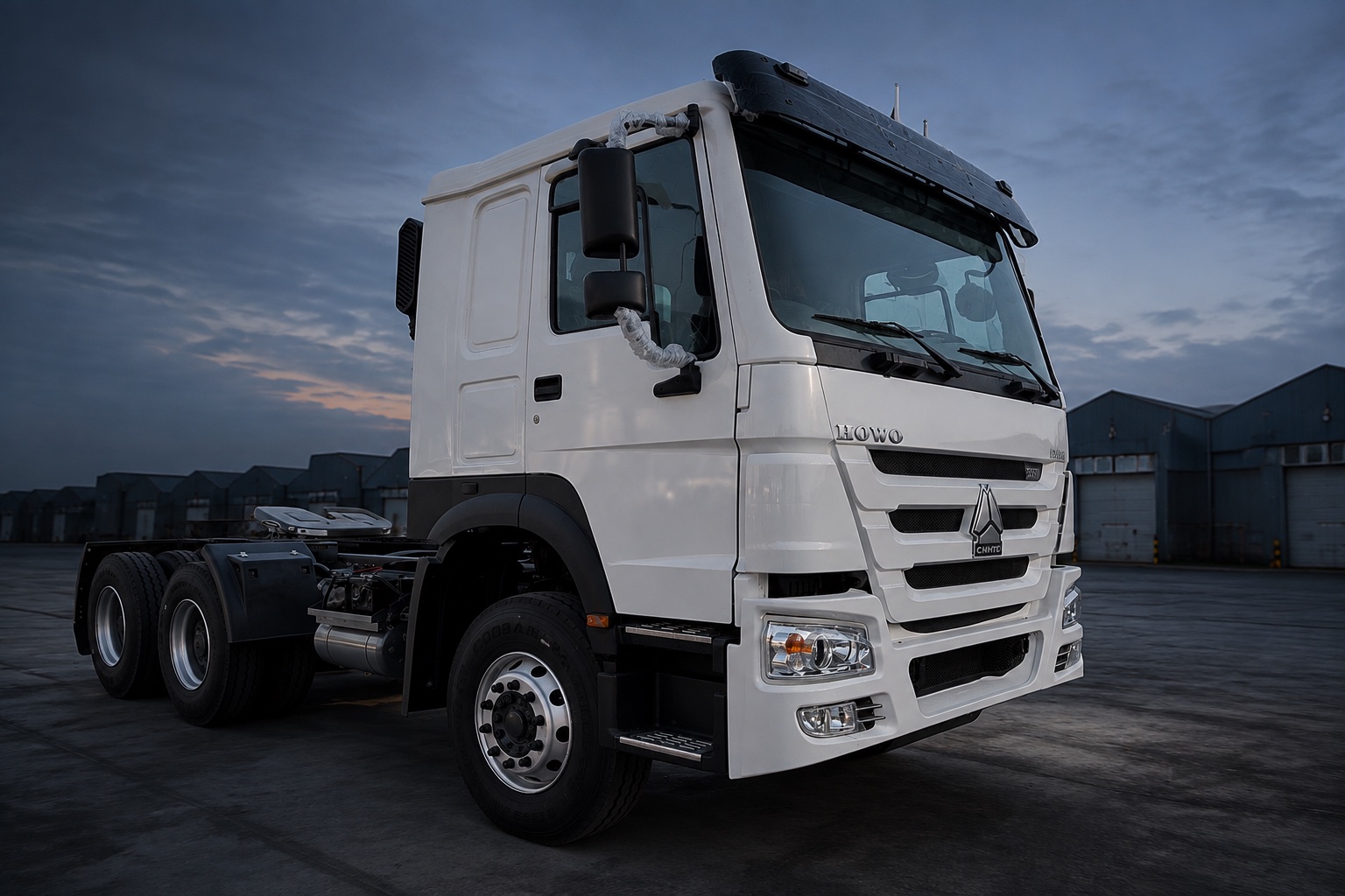 White HOWO 371 6x4 tractor truck — illustrative studio image