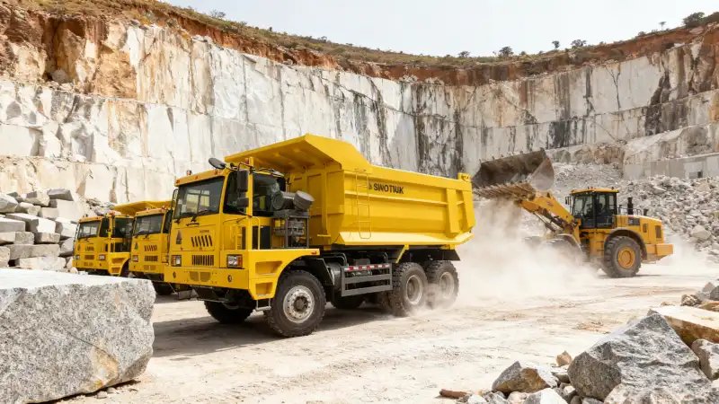 HOWO Mining Dump Truck operating in Angola granite quarries