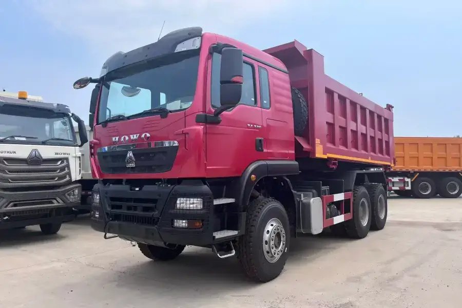 HOWO TX 6x4 dump truck front view showing aerodynamic design